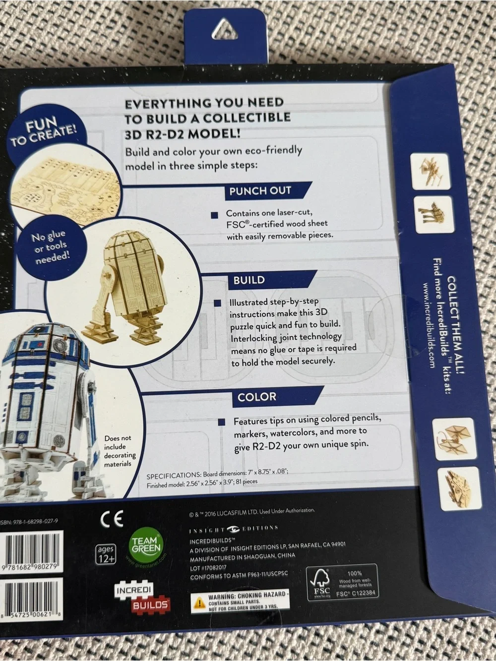 IncrediBuilds Star Wars 3D Wood Model Kits: Millennium Falcon, R2-D2 & AT-ACT